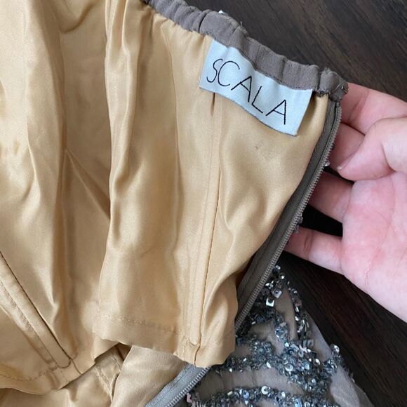 Scala Vintage Fairy Silver Gray Silk Sequin Mini Dress Size 0 XXS XS - Picture 7 of 8